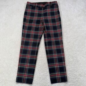 Talbots Hampshire Ankle Pants Womens  8 Blue Red Tartan Wool Blend Stretch